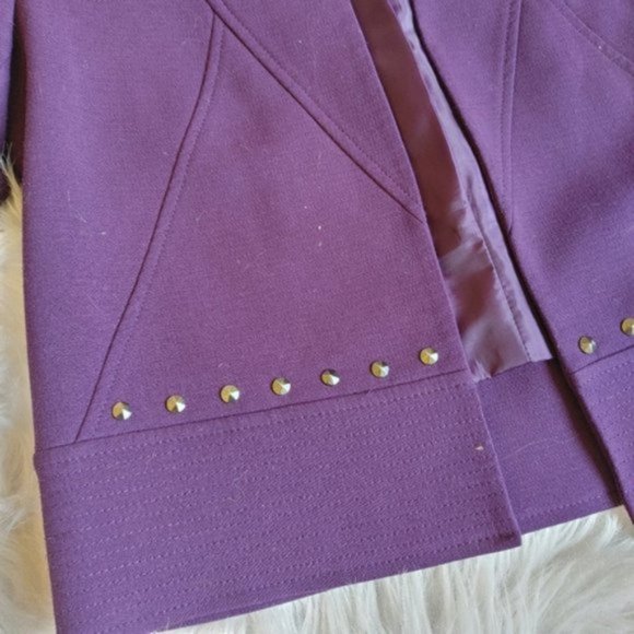 Tahari ASL | Dark Purple Studded Blazer | Size 4 - Picture 4 of 10